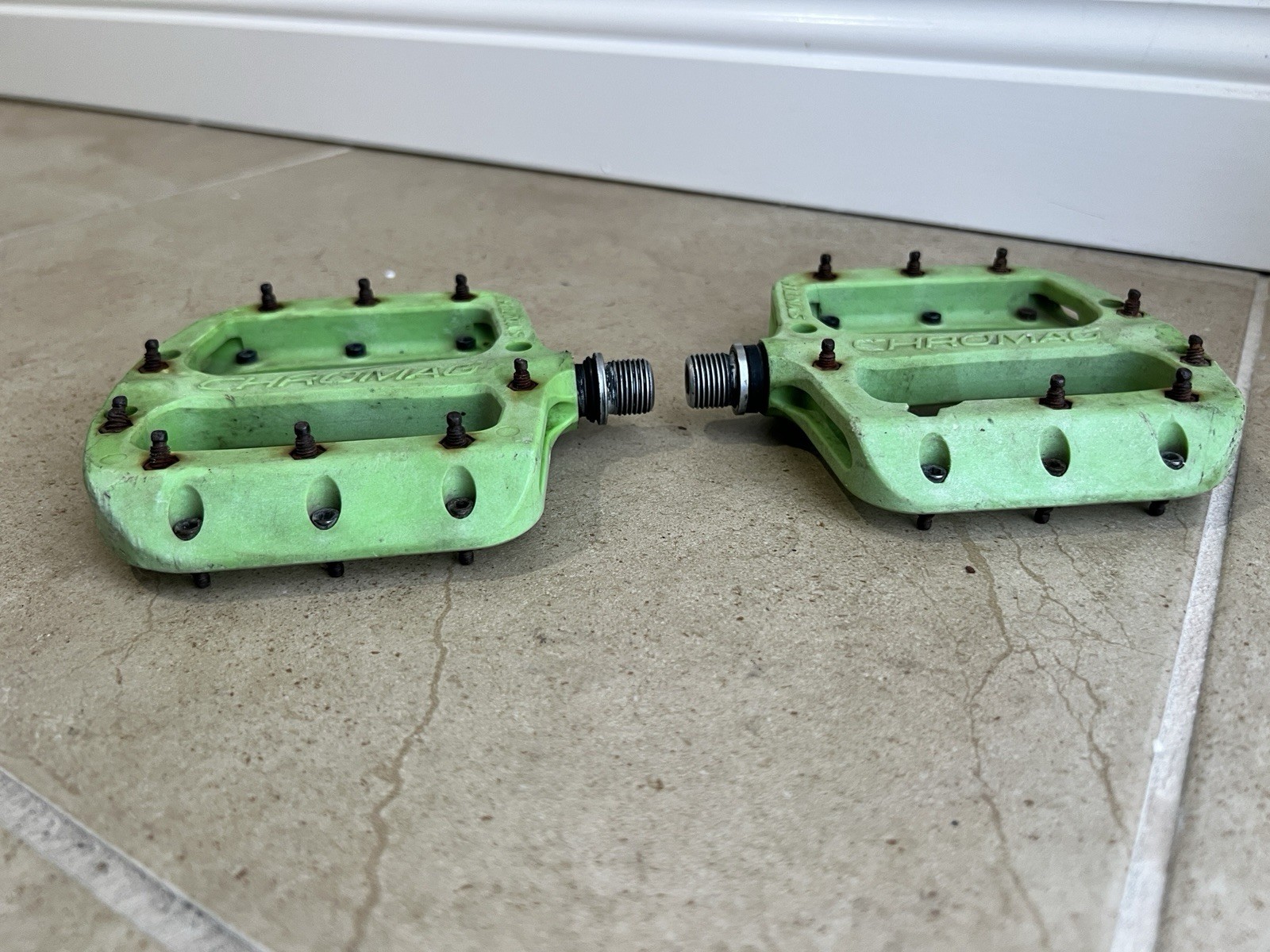 Chromag Synth Platform Bike Pedal Set Nylon Body Green Mountain Bike