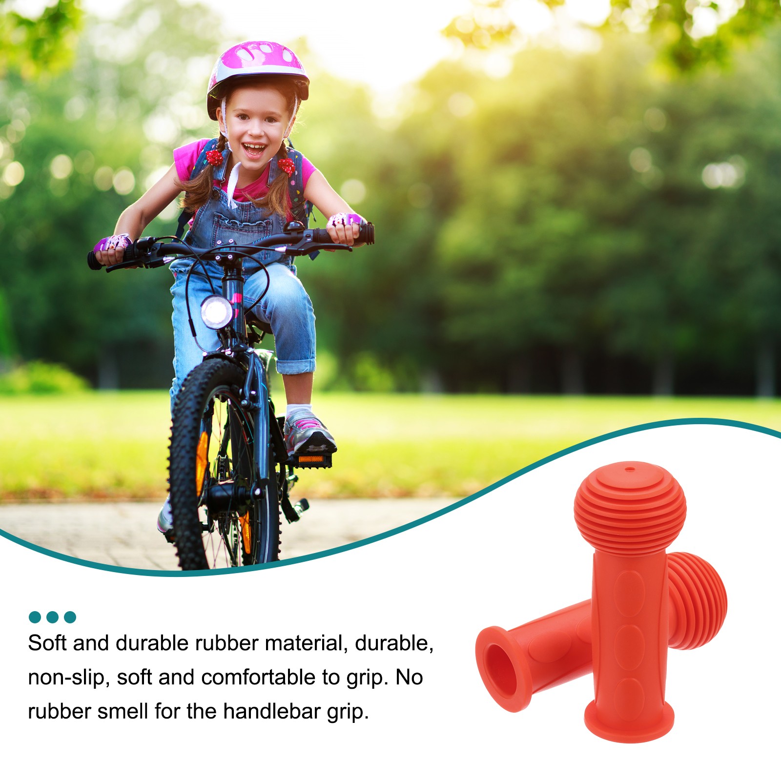 2pcs Bike Handlebar Grips 4.33″ Non-Slip Rubber Mushroom Grips Fit 7/8″,Red