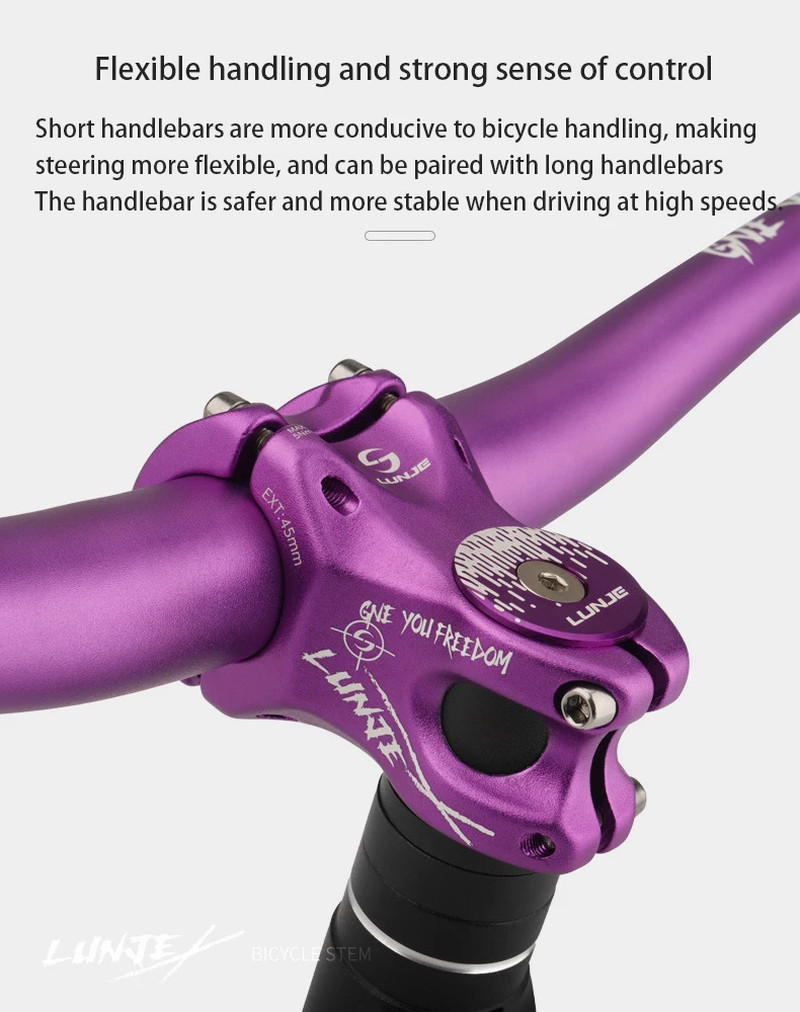 MTB Bike Stem 31.8x45mm Short Handlebar Stem 3D Forged Aluminum Alloy