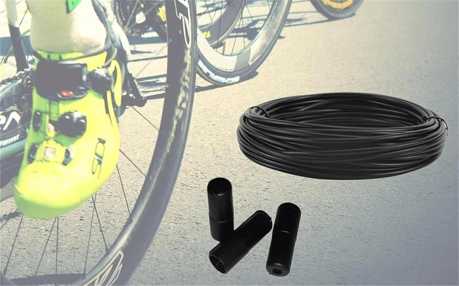 5Mm X 50Ft Bicycle/Bike Lined Brake Cable Housing with 30Pcs Cable End Caps, Bla