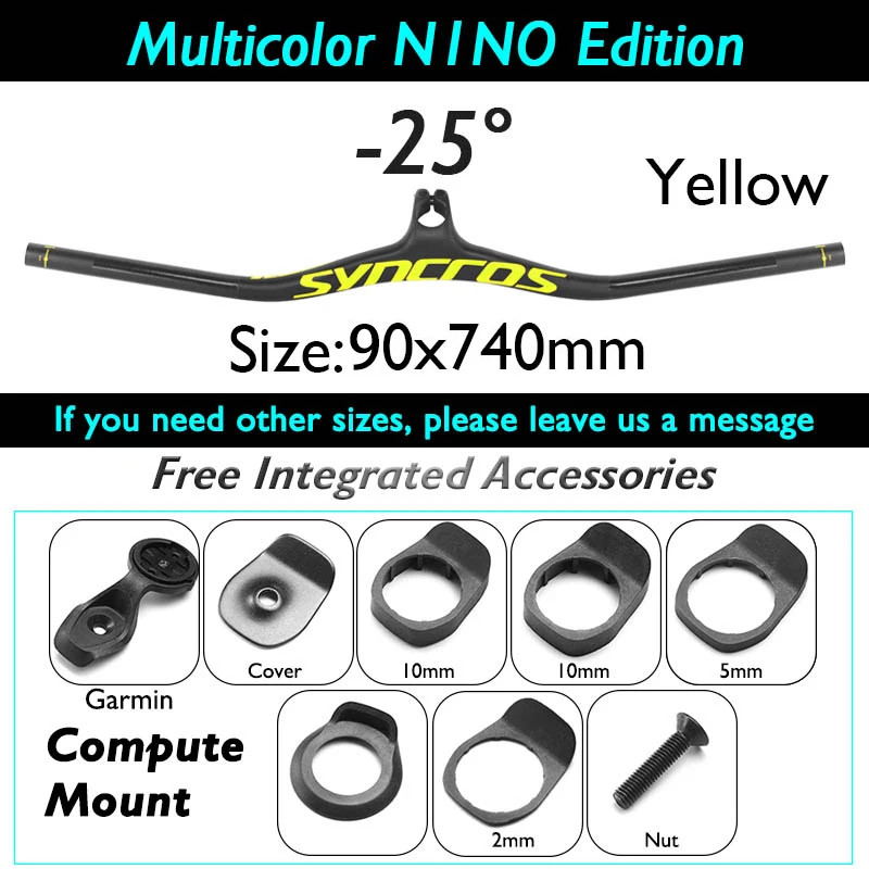 -8/-17/-25 Degree Carbon Fiber Mountain Bike Integrated Handlebar 90*740mm