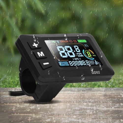 GD02 Color LCD Speed Display for E-Bike 24V-60V 5Pin SM/Waterproof Plug.