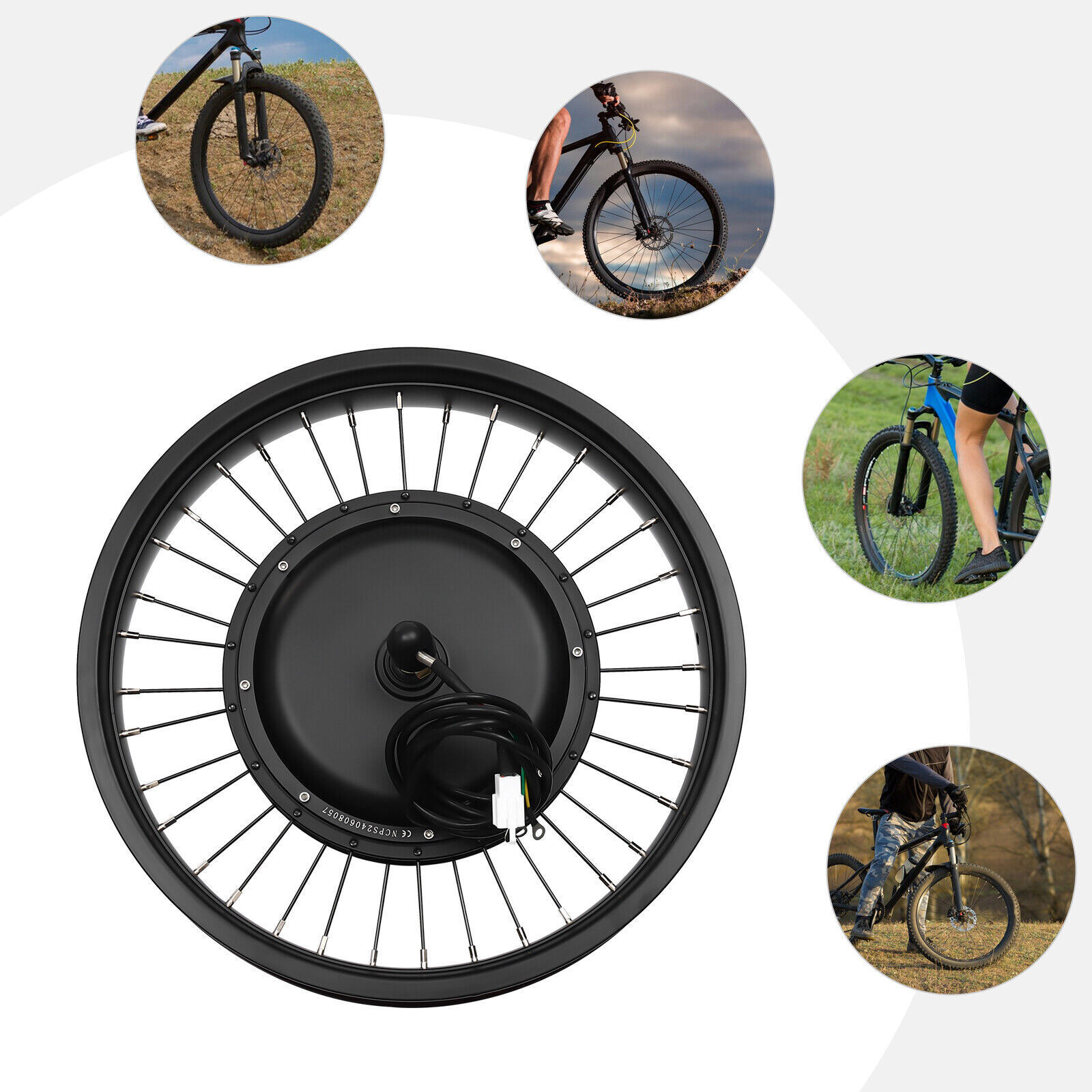 20″ 48V Electric Bicycle Conversion Kit Fat Tire E-Bike Hub Motor Wheel Kit 1kW