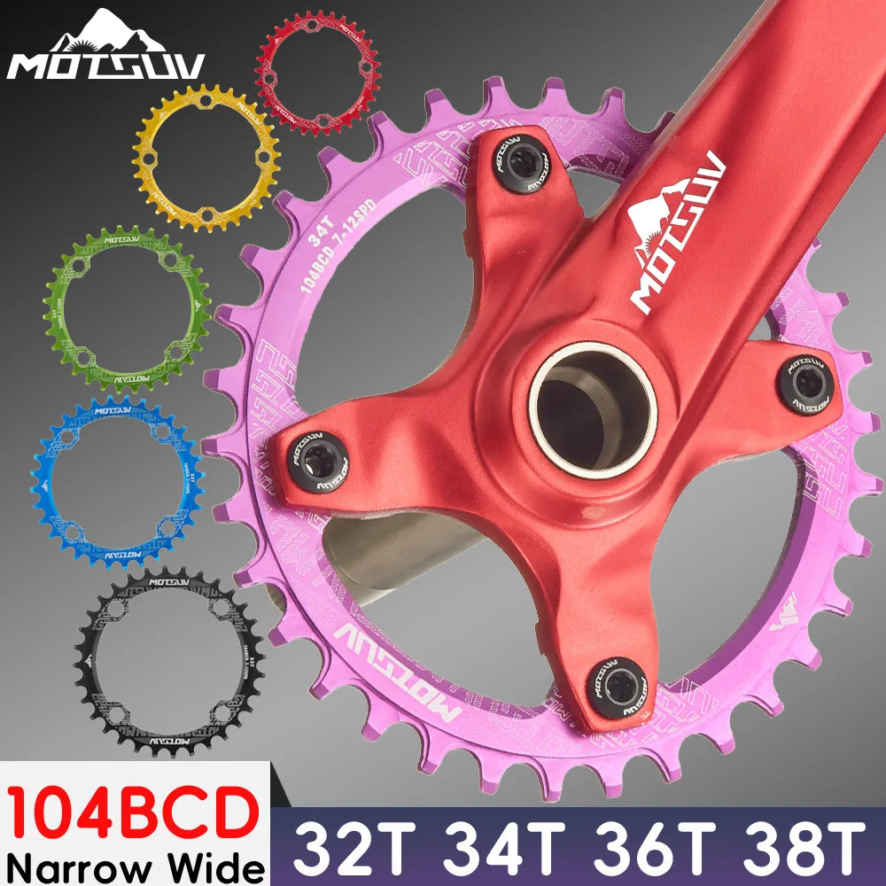 Bicycle 104BCD Crank Narrow Wide Chainring Aluminum Alloy MTB Bike round 32T 34T