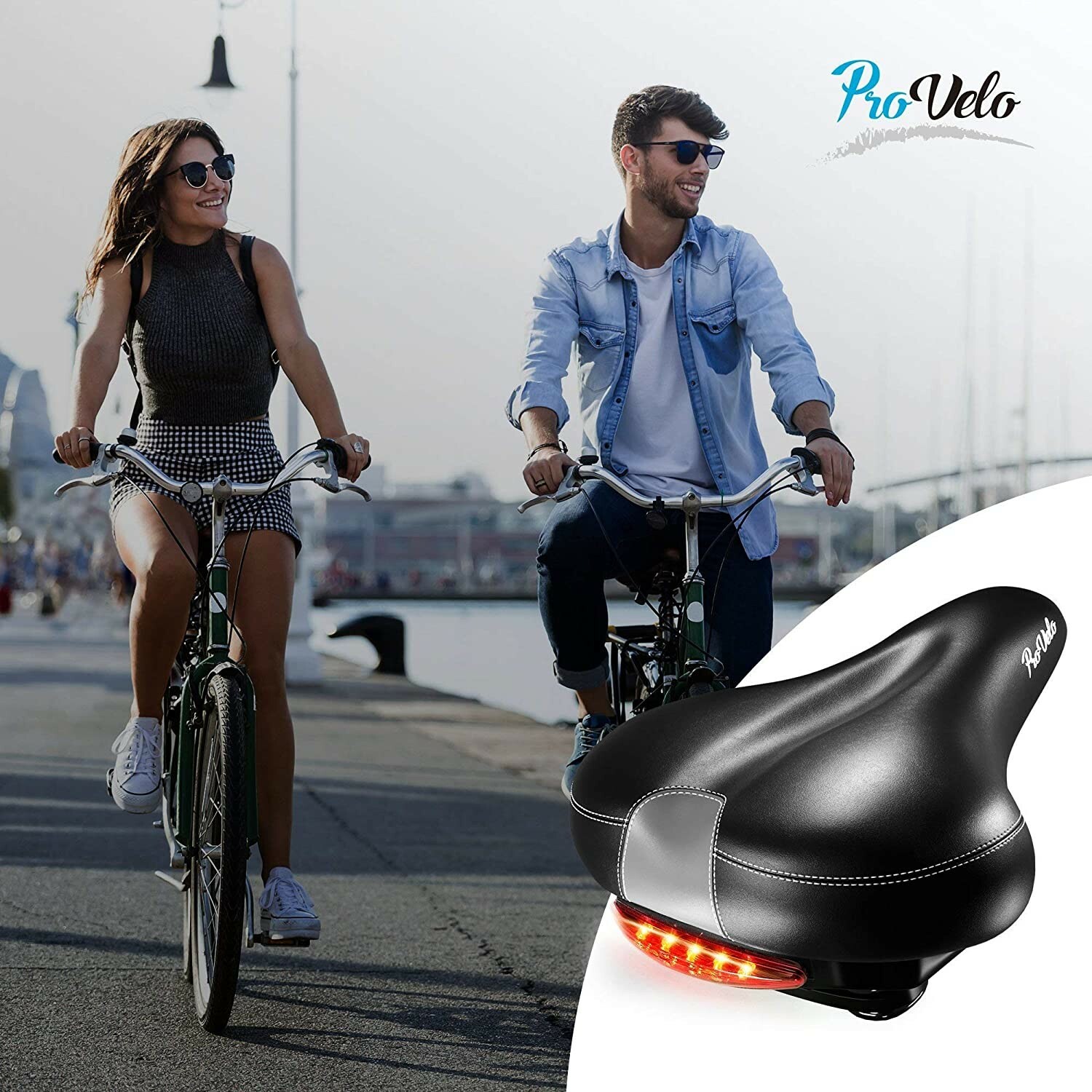 Comfort Bike Seat Men Women – Wide Soft Padded Bicycle Saddle Cushion Cruiser
