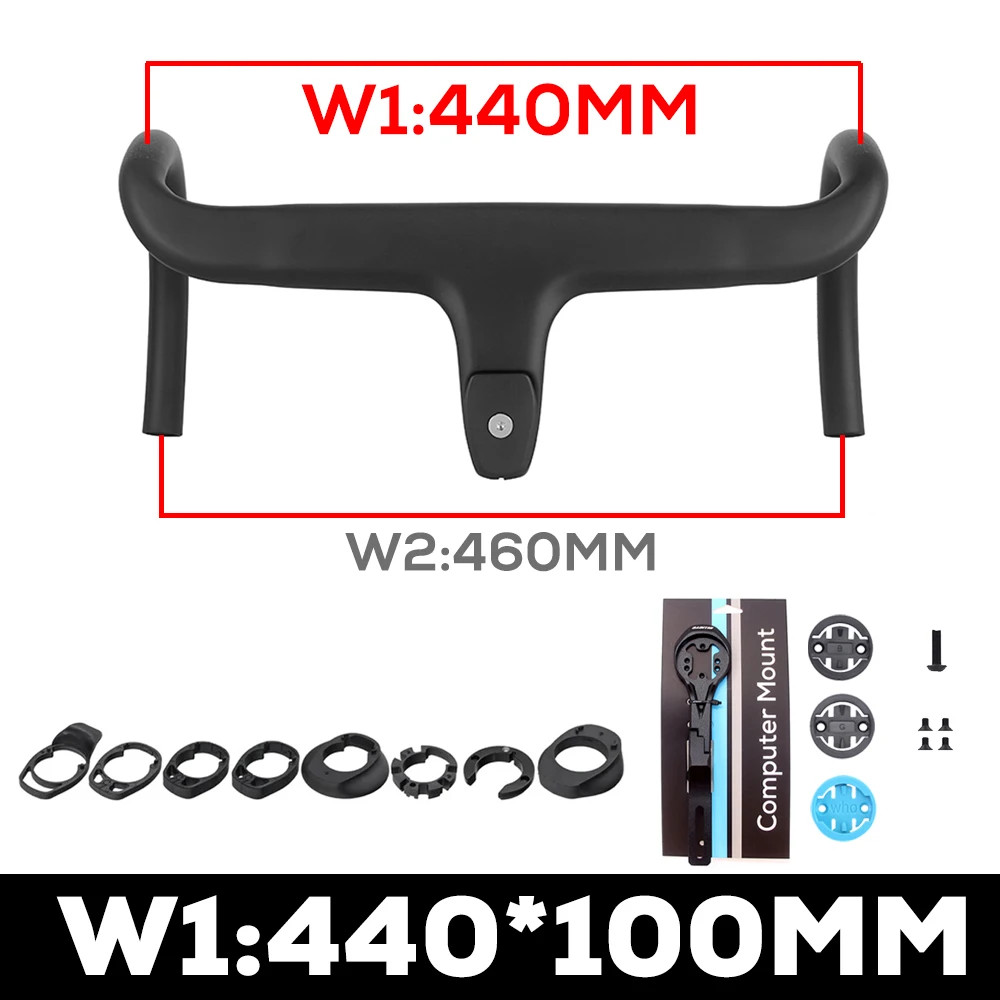 Road Bike Carbon Internal Cable Integrated Bicycle Handlebar Cockpit 360mm-380mm