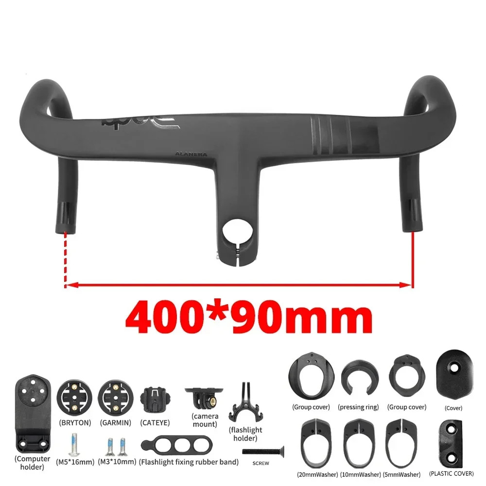 Carbon Road Bike Integrated Drop Bar with Computer Mount Internal Cable Routing