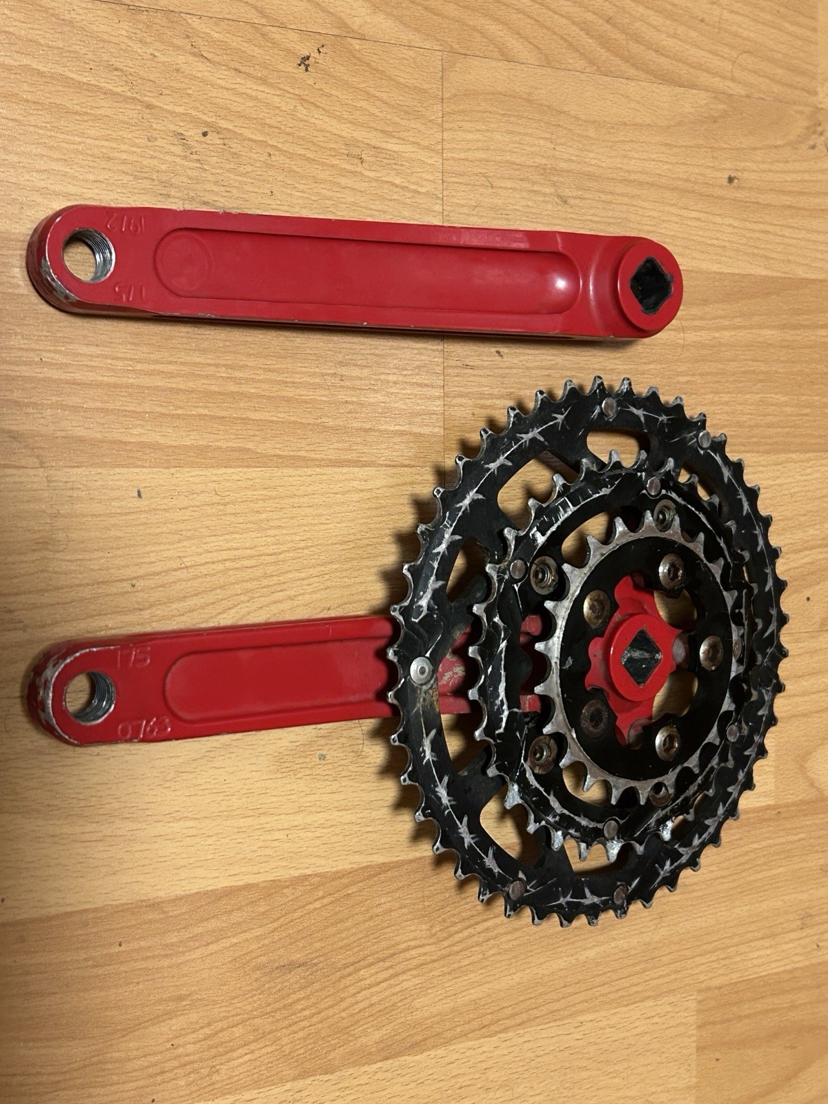 Vintage Race Face Turbine Forged Crankset RED 175mm 22 32 44T 8 Speed 90s MTB