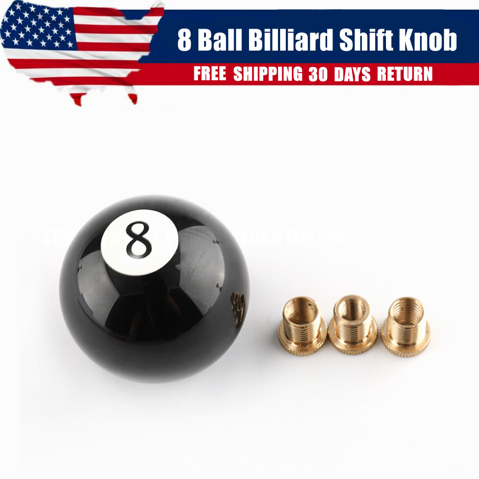 Black 8 Ball Billiard Round Shift Handle Acrylic Manual Gear Shift Knob Shifter