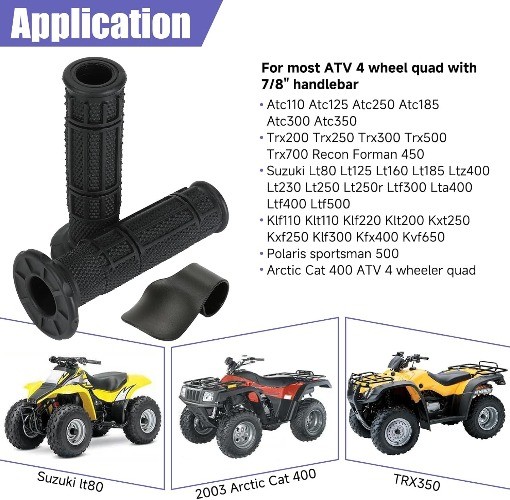 7/8 Handlebar Grips Rubber ATV Handle Grips Replacement for Ranch Color: black