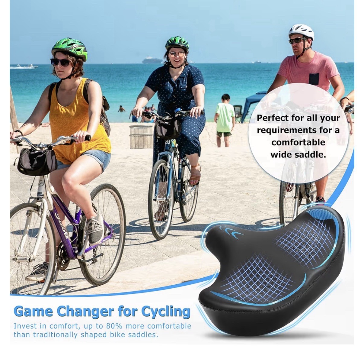 CDYWD Oversized Bike Seat for Men & Women Comfort, Extra Wide Bicycle Seat Cu…