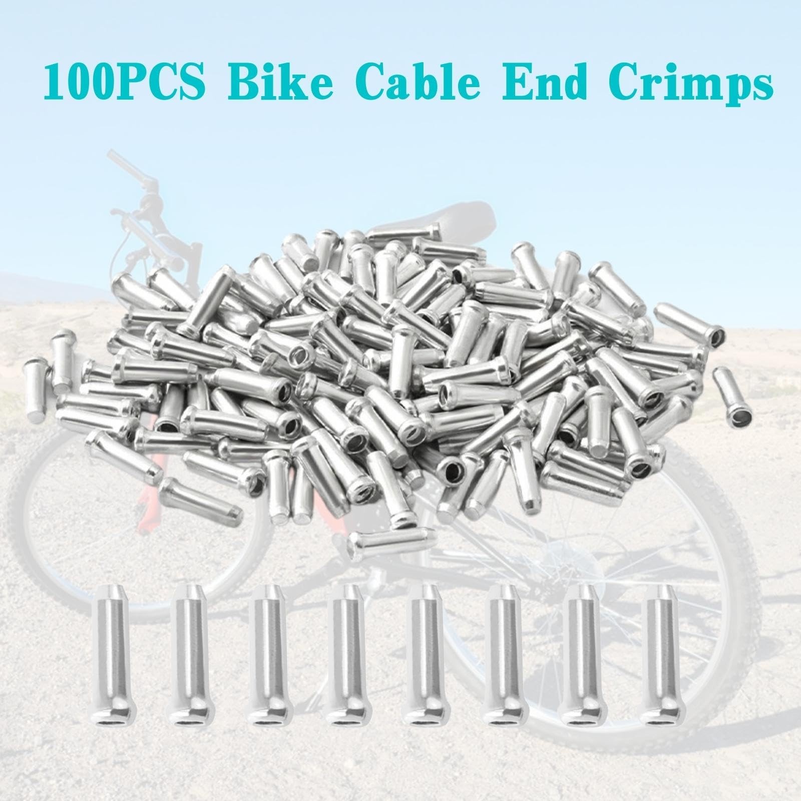 100 Pcs Bicycle Cable End Caps Alloy Wire Crimps Tips For Brake Derailleur
