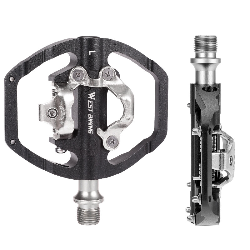 1 Pair Mountain Bike Pedals MTB Dual Platform SPD Clipless Pedals with Cleats