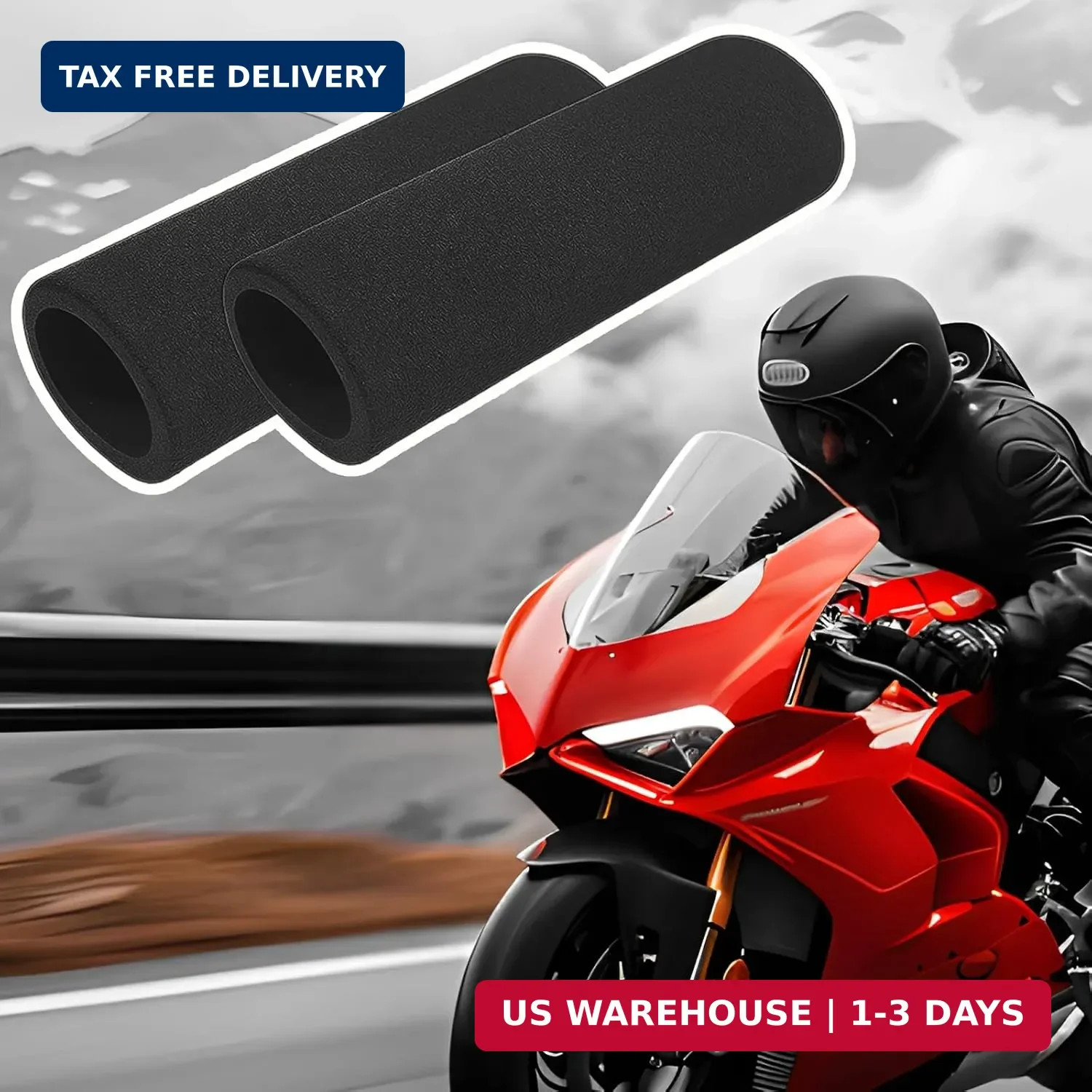 2 PCS Foam Handlebar Grips, Anti-Slip Motorcycle Bar Grip Comfortable Handle Cov