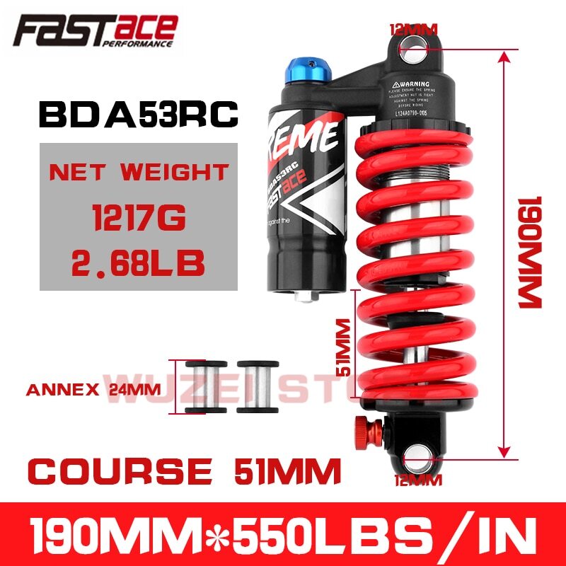 FASTACE BDA53RC MTB Bicycle Downhill DH Rear Shock 220mm 190mm 200/210/240mm