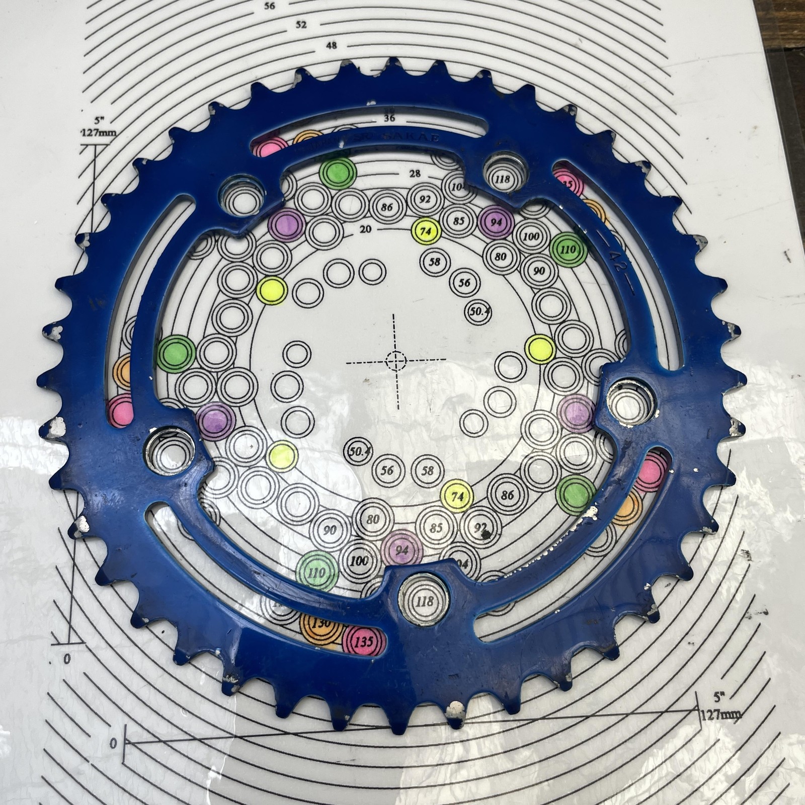 Vintage SR Sakae 42t BMX Chainring Blue 42 Tooth 118 BCD Japan Bike Apex