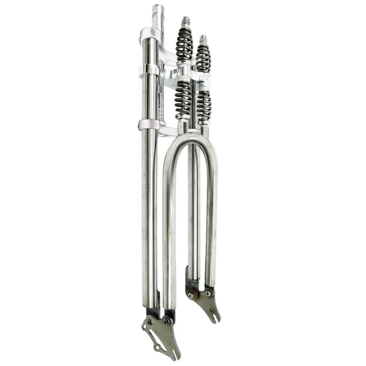 Adjustable 26″- 29″ x 3 – 4.0 Dual Spring 1-1/8″ Polish Fork With Disc Mount
