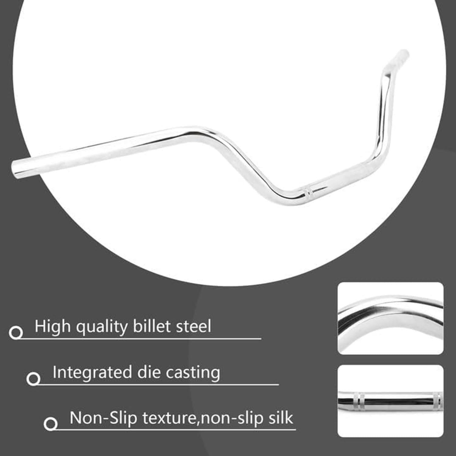 7/8″ Chrome Motorcycle Drag Style High Rise Tracker Handlebars Universal Fit
