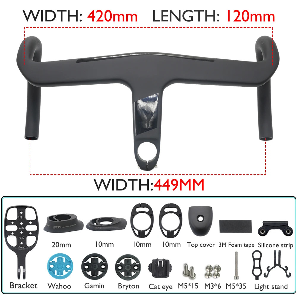 Carbon Integrated Aero Road Bike Drop Bar 7 Degree Flare Bicycle Handlebar