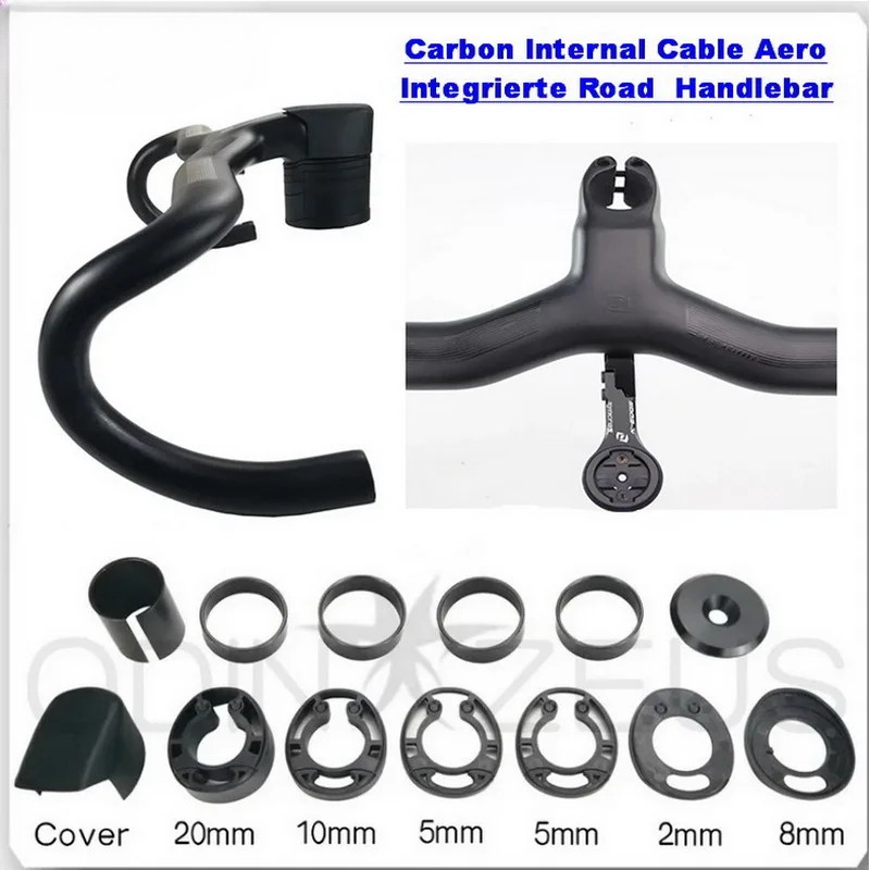 Road Bicycle Handlebar Carbon Internal Cable Various Sizes 380-440mm 80-110mm