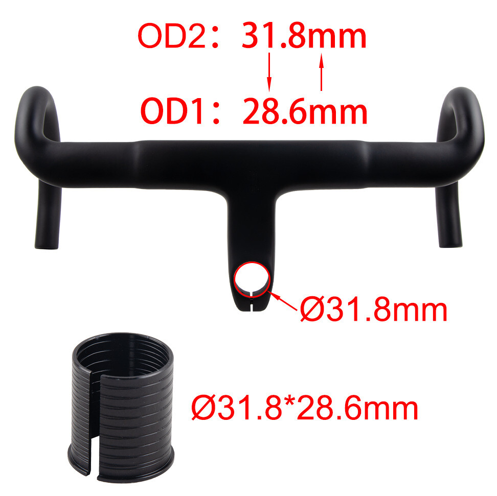 28.6/31.8mm Carbon Handlebar Integrated Road Bike Drop Bar Stem Internal Routing