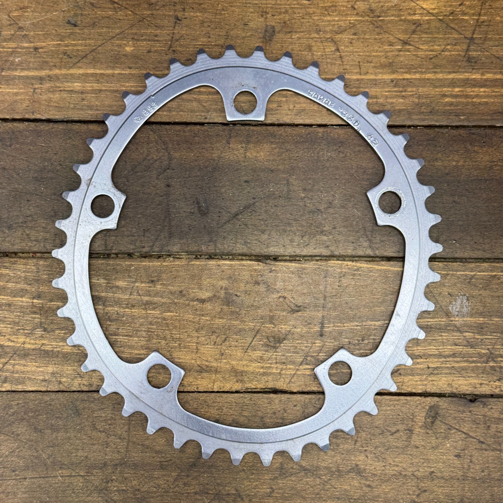 Vintage SR Ovaltech 42 Tooth Chainring Alloy 42t 130 BCD SR 252 Oval Road Gray