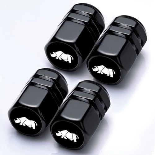 4Pack Tire Valve Stem Cap Car Accessories Aluminum Alloy Rust Rhinoceros Black