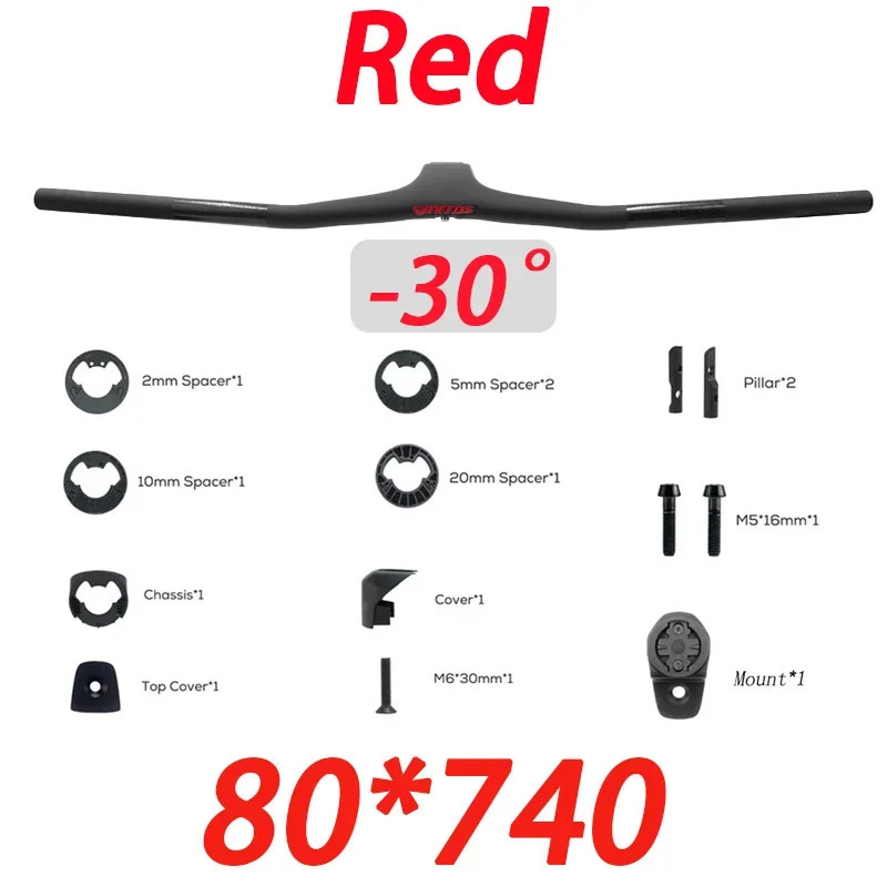 -30° MTB Bicycle Carbon Integrated Handlebar 70-100mm Full Internal Routing