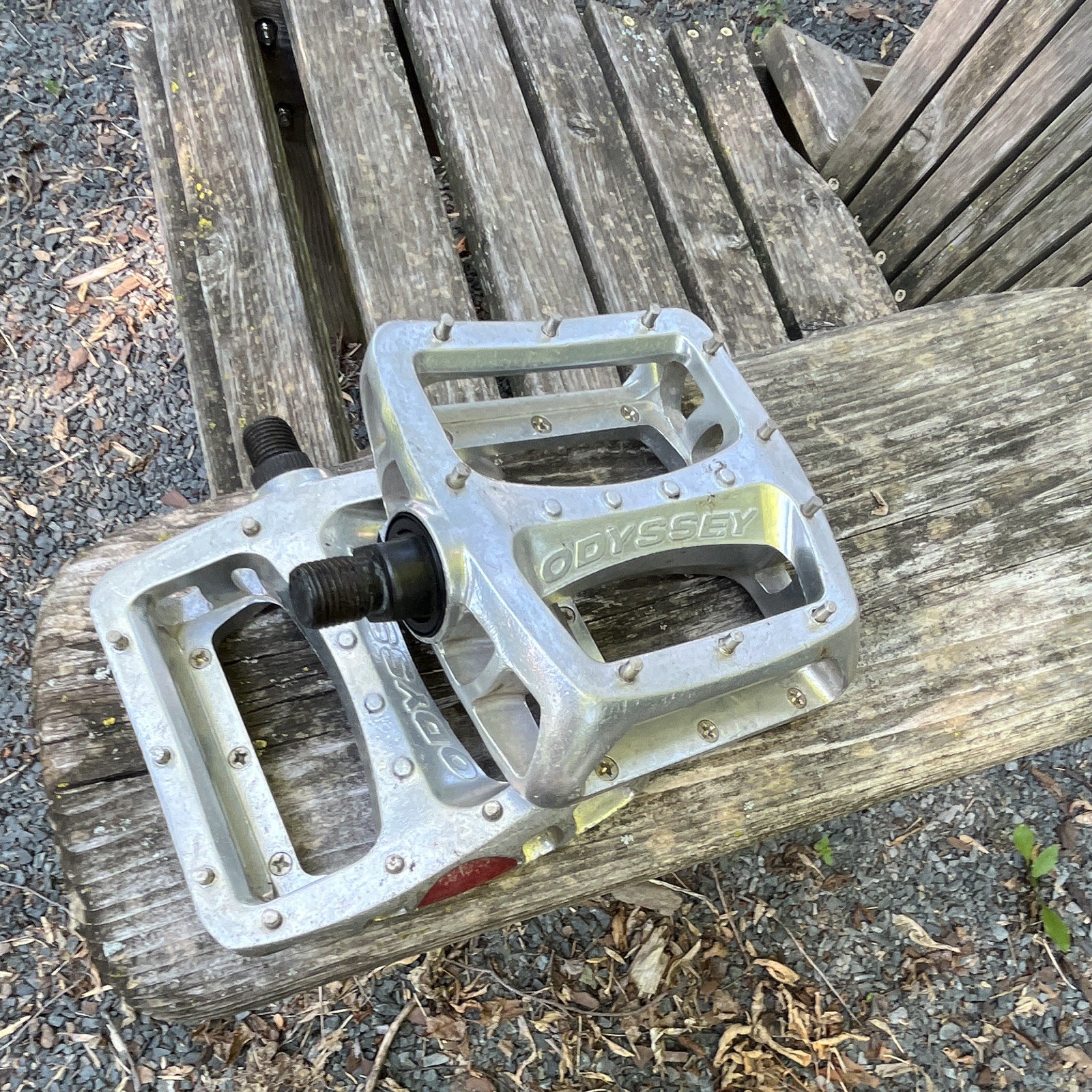 Odyssey BMX Flat/Platform Pedals Pair 1/2 in Axle Aluminum Silver