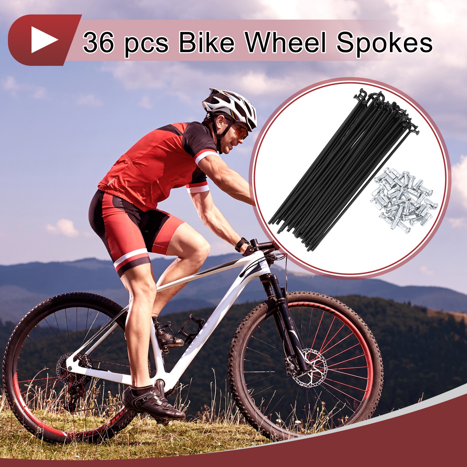 36 Set 12G Bicycle Spokes 145mm Bike Wheel Spokes 45 Steel Black