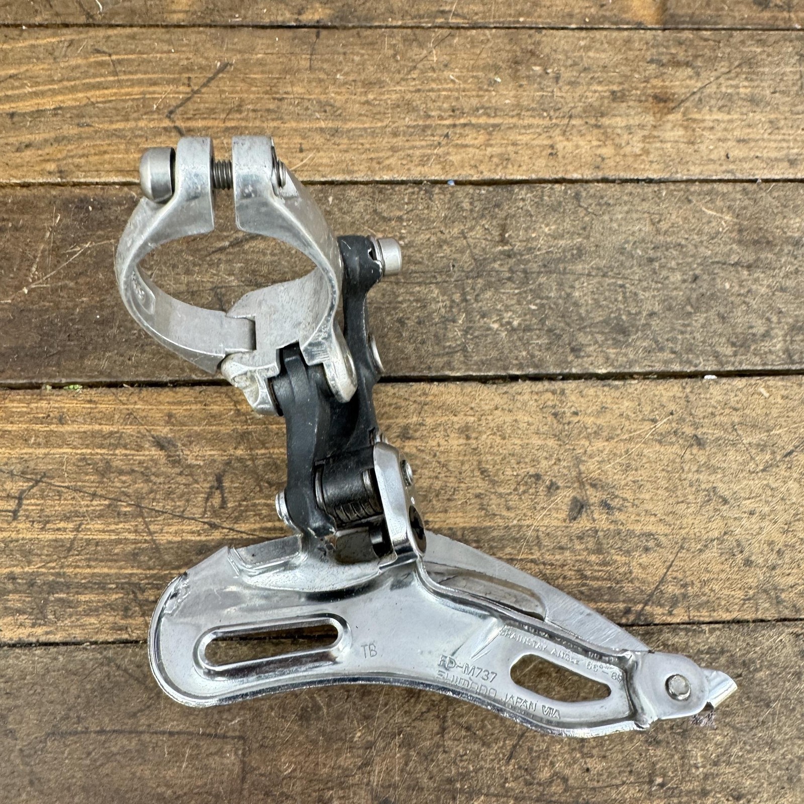 Vintage Shimano Deore XT FD-M737 Front Derailleur 34.9 Mm Triple Bottom Pull