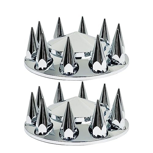Front Hub Cover Set Chrome Wheel Cover with 33mm Nut Covers Spiked