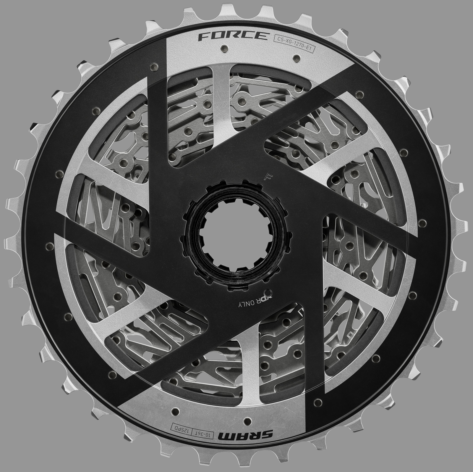 SRAM Force XG-1270 Cassette – 12-Speed, 10-36t, Silver, For XDR Driver Body, E1