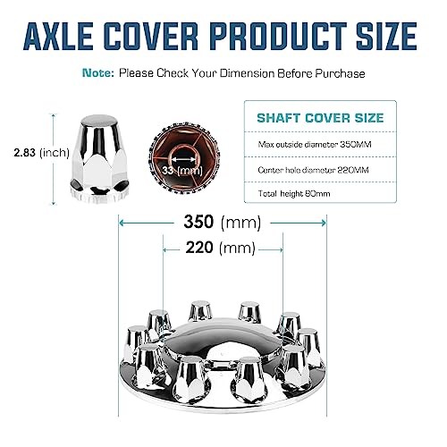 33mm Axle Cover Chromed Thread-On Standart Lug Nut 2 Front Axle Cover (Dome)