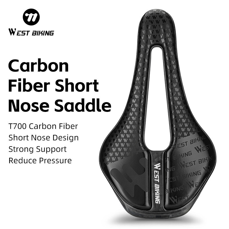 WEST BIKING Carbon Fiber Leather Bicycle Saddles Mountain Bike Road Bicycle Seat