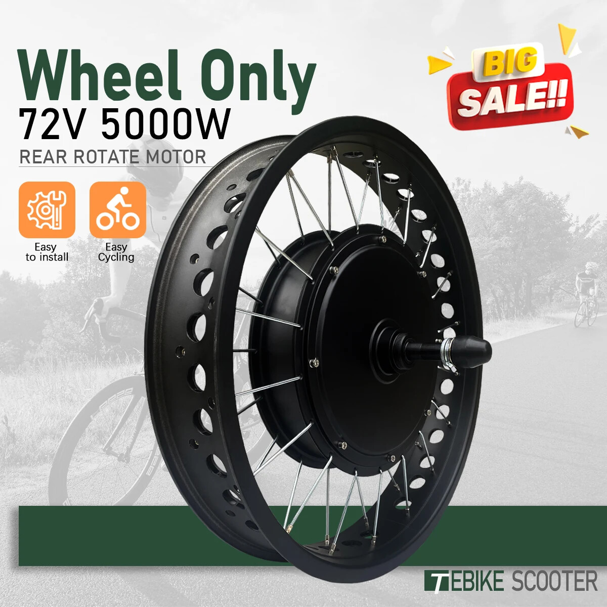 72V 5000W Snow Electric Bicycle 20/24/26in Fat Tire Rear Hub Motor Dropout 170mm