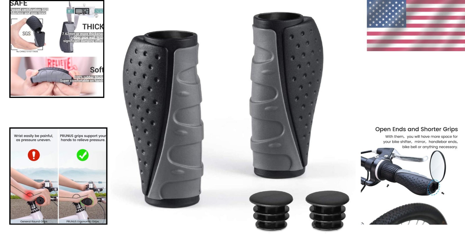 Universal Black & Grey Bike Grips – Comfortable No-Slip Handle for Cyclists