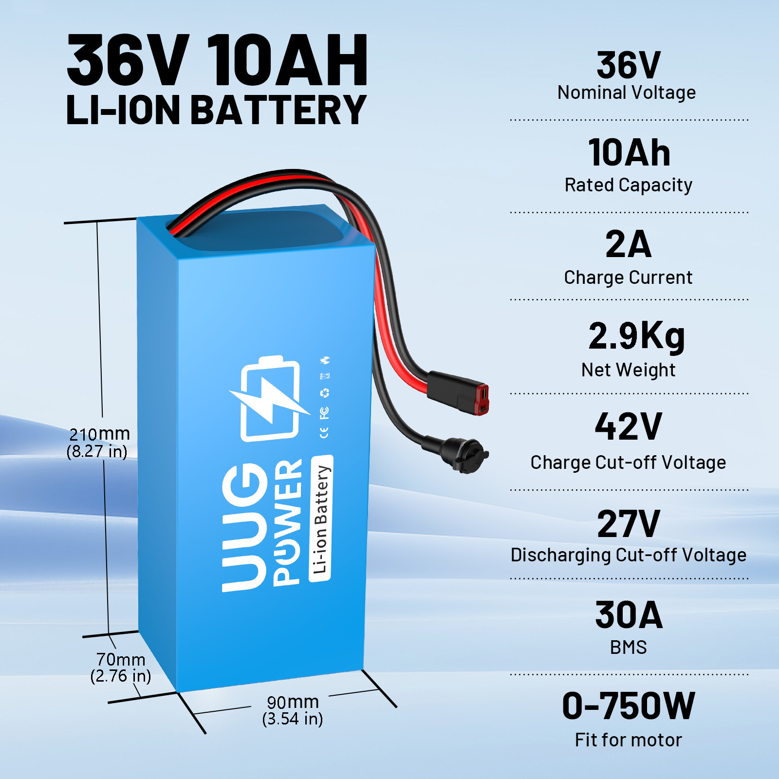 36V 10Ah Ebike Battery 36 Volt Lithium Battery for Electric Bicycle with 30A BMS