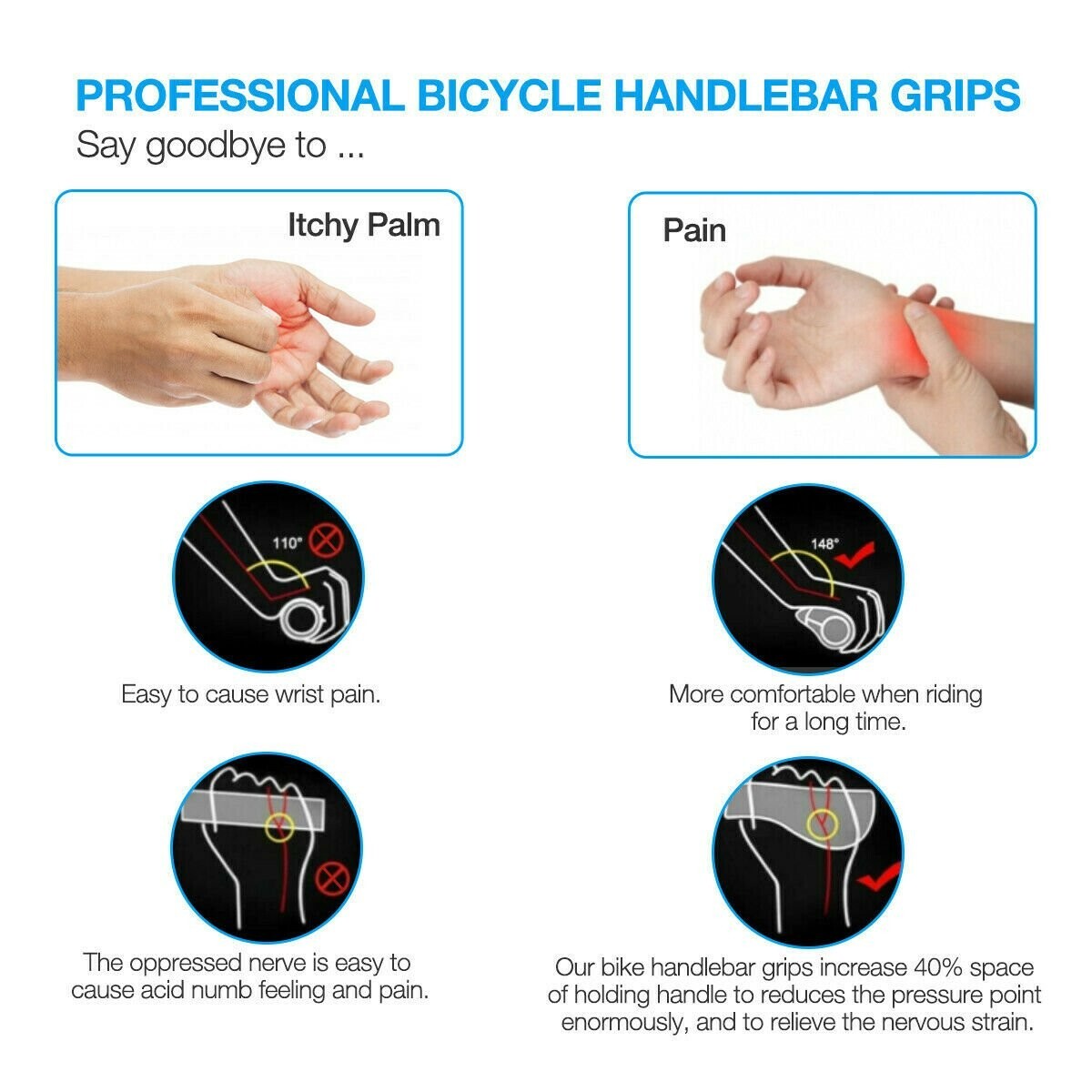 Bike Grips Rubber Mountain Bicycle MTB Handlebar Ergonomic Cycling Lock On TPR