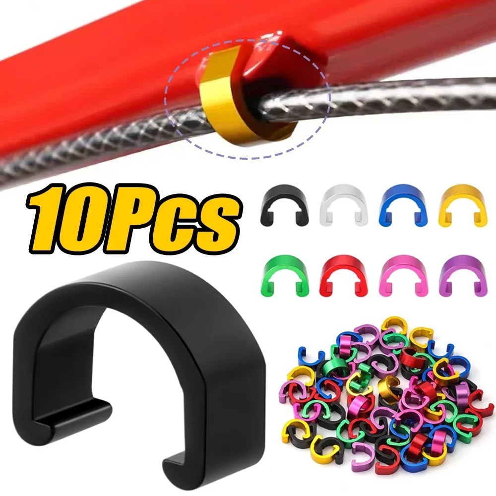 10PCS Bike Brake Cable Housing Clips Aluminum Alloy C-Clip Guide for MTB Road Bi
