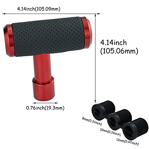 T Shifter Knob Leather Shift Knob Gear Shift Stick Head for Most Manual Red