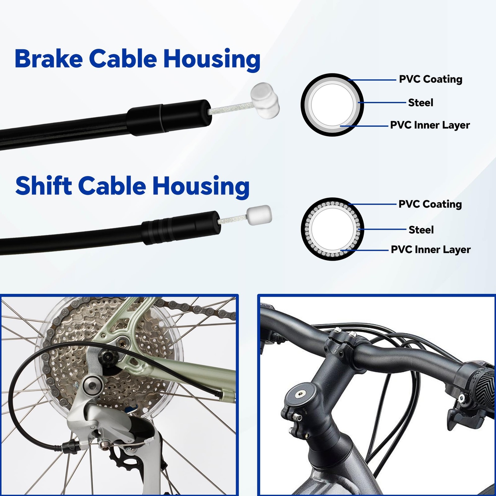 103pcs Universal Bike Brake Shift Cable Housing Stainless Steel Cutter End Caps