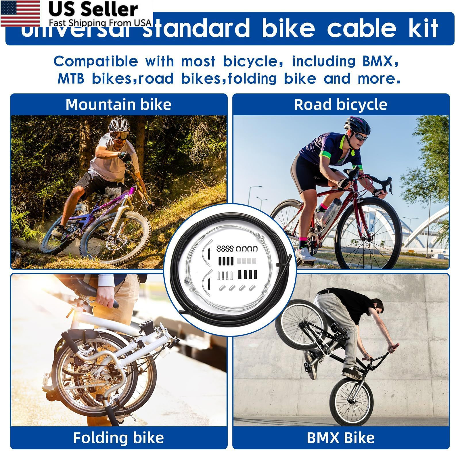 Universal Bike Brake Cable and Shift As shown in the picture, Black