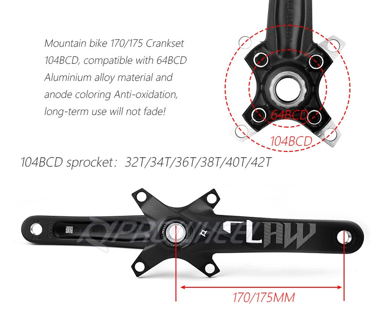 Crankset Hollowtech Crank Arms for Mountain Bike Chainring 104 Bcd 32/34/36T