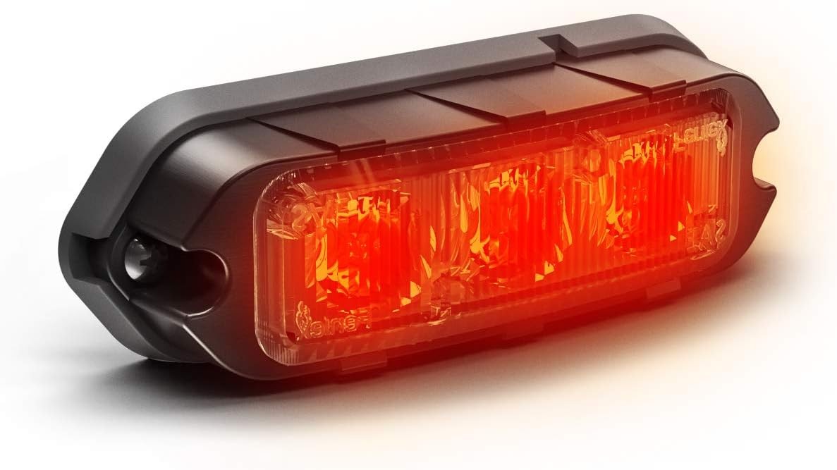 Feniex T3 Surface Mount | Red | Compact, 14 Flash Patterns | 3 LEDs, Super Br…