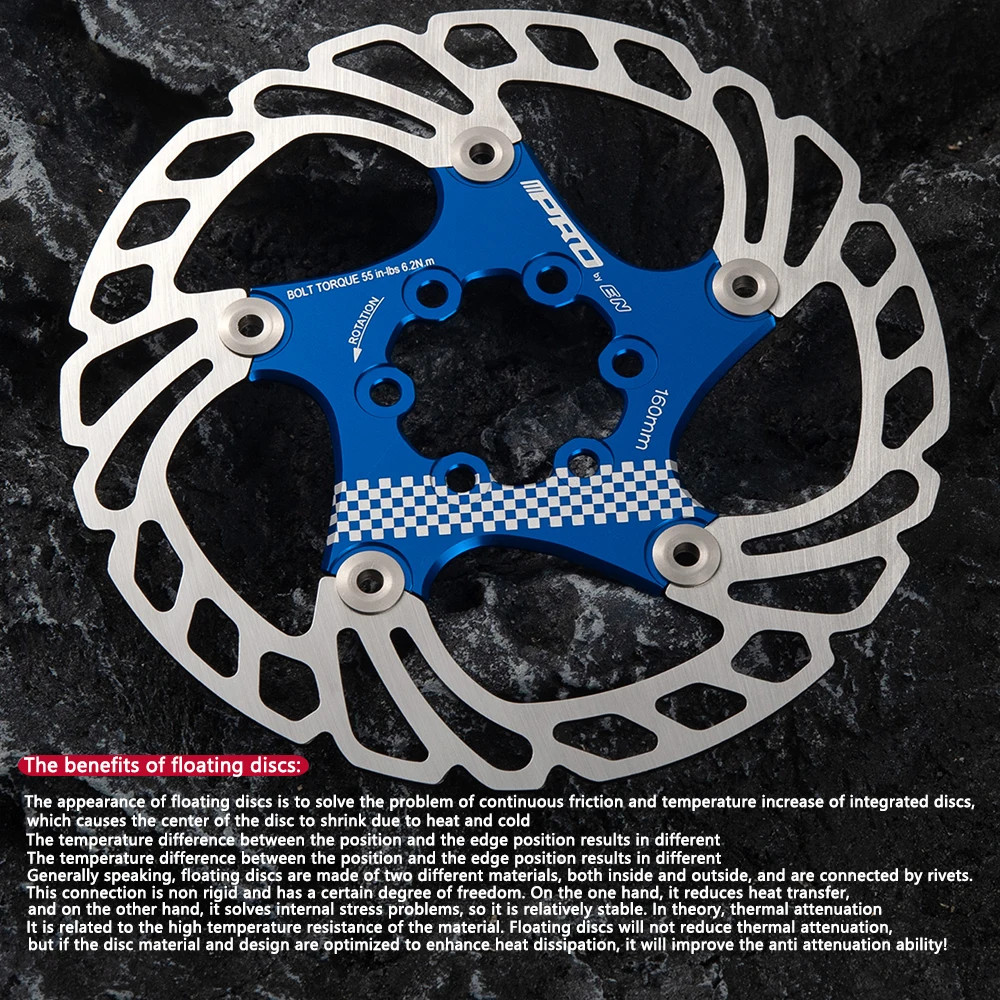 IIIPRO Bicycle Disc Brake Rotor 140MM 160MM Floating Thickened Anodized Cooling