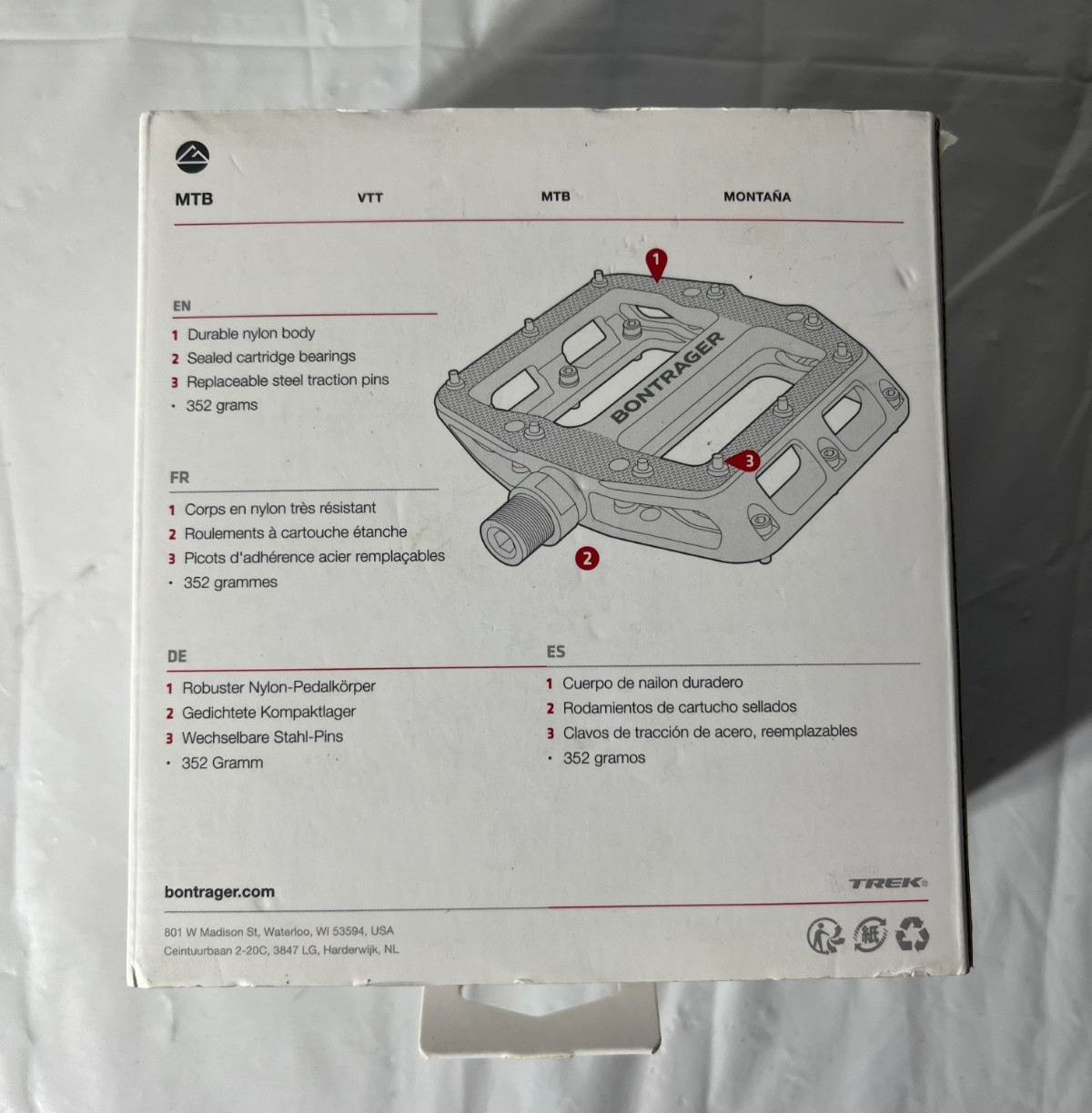 Bontrager Line Elite Flat MTB Pedals Replaceable Pins Sealed Bearings New In Box