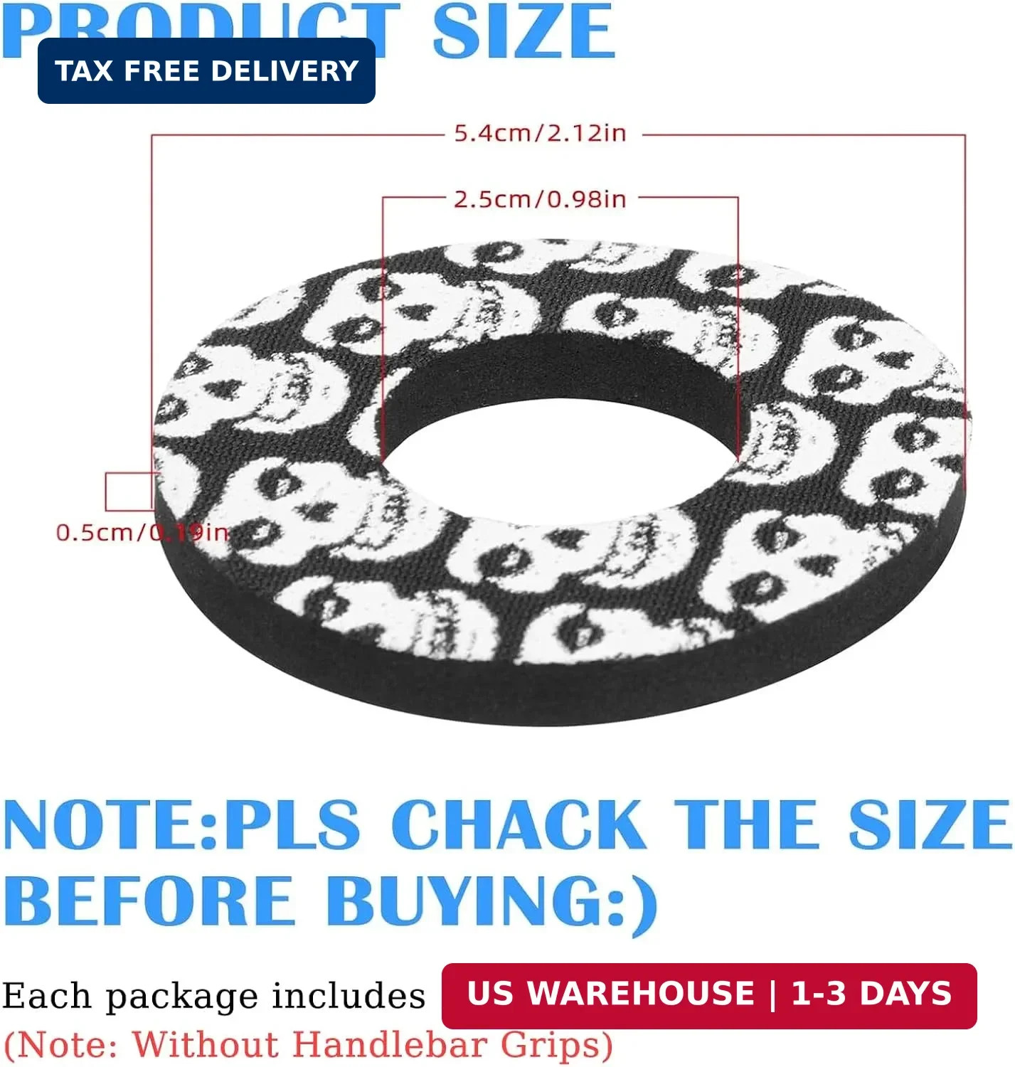 PRO CAKEN Non-Slip Moto Grip Donuts Fit for MX ATV Donuts Handlebar Grips Dirt B