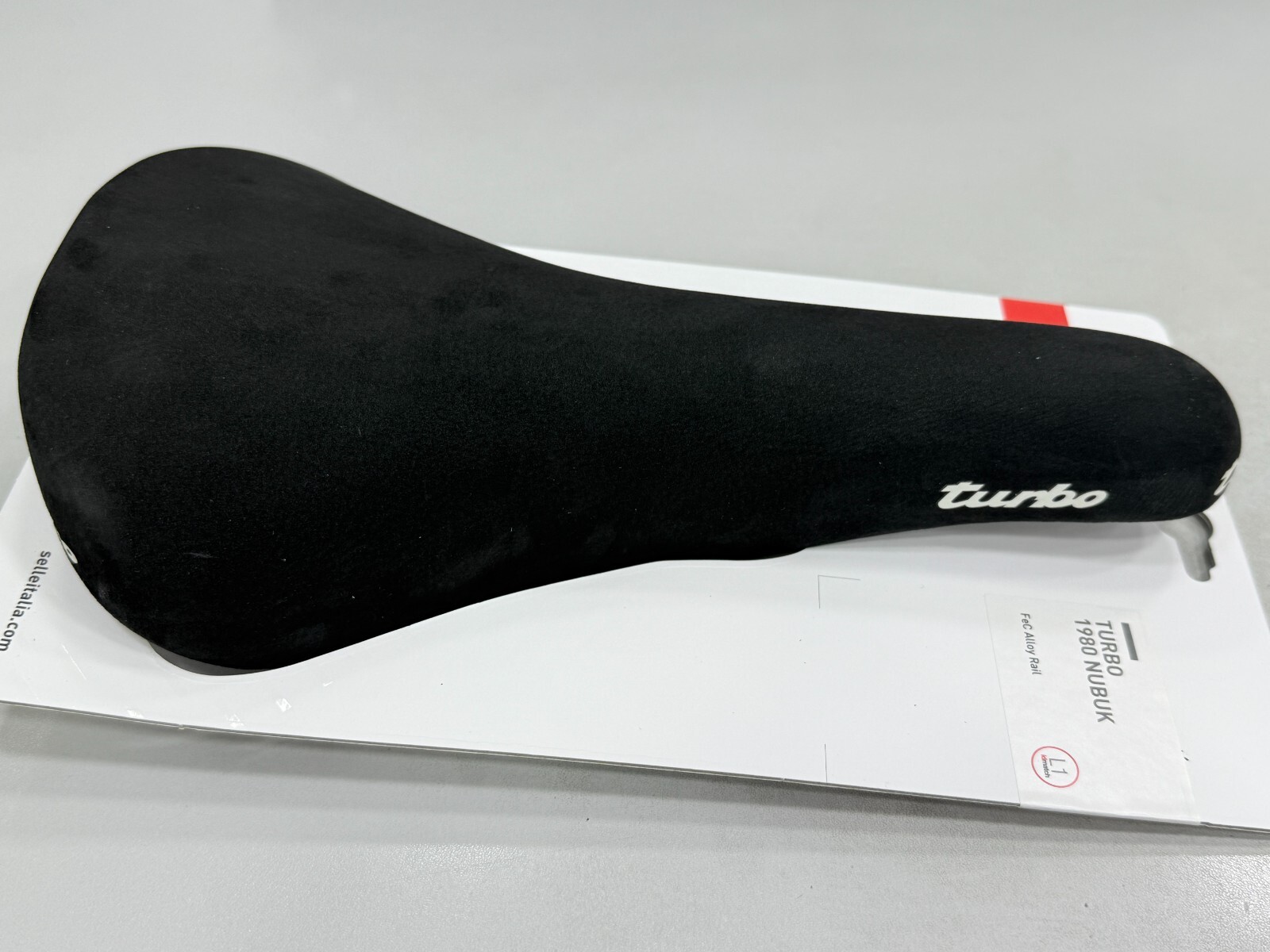 Selle Italia Turbo 1980 Nubuk Leather FeC Alloy Rail Saddle (Black) 146 x 275mm