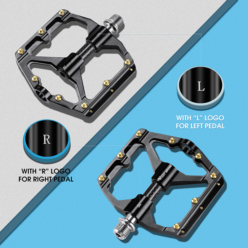 WEST BIKING Bike Pedals Carbon Fiber Axle 3 Bearing Bicycle Pedals Black a Pair